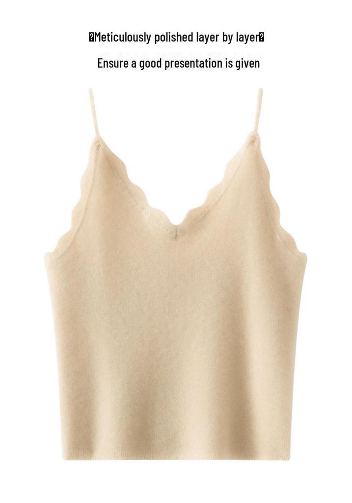 Lekasha Damen 100% reines Kaschmir 12-Gauge V-Ausschnitt Camisole für Herbst und Winter