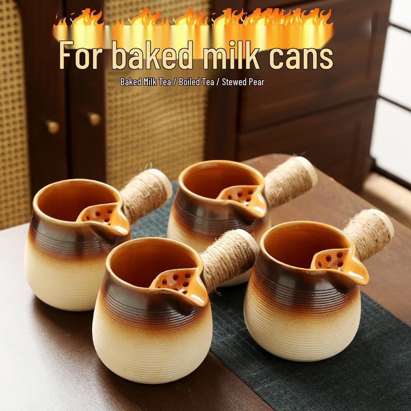 Fire-friendly Ceramic Tea Pot Set: Heat-resistant, perfect for roasting tea, boiling milk, and open flame cooking.