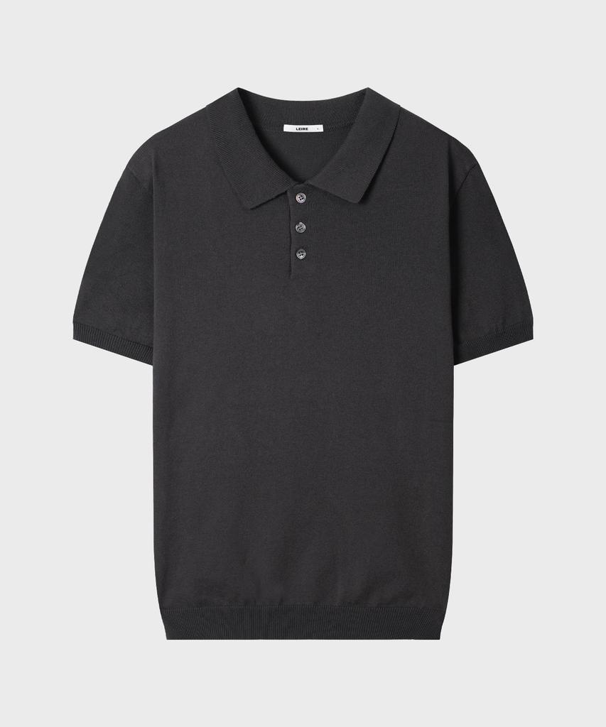 LEIRE Muscle Fit Collared Short Sleeve Knit [Charcoal]