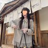 Women's Retro Lace Patchwork Knit Long Sleeve Shirt - Autumn/Winter 2025 Collection, Loose-Fit with Unique Design.