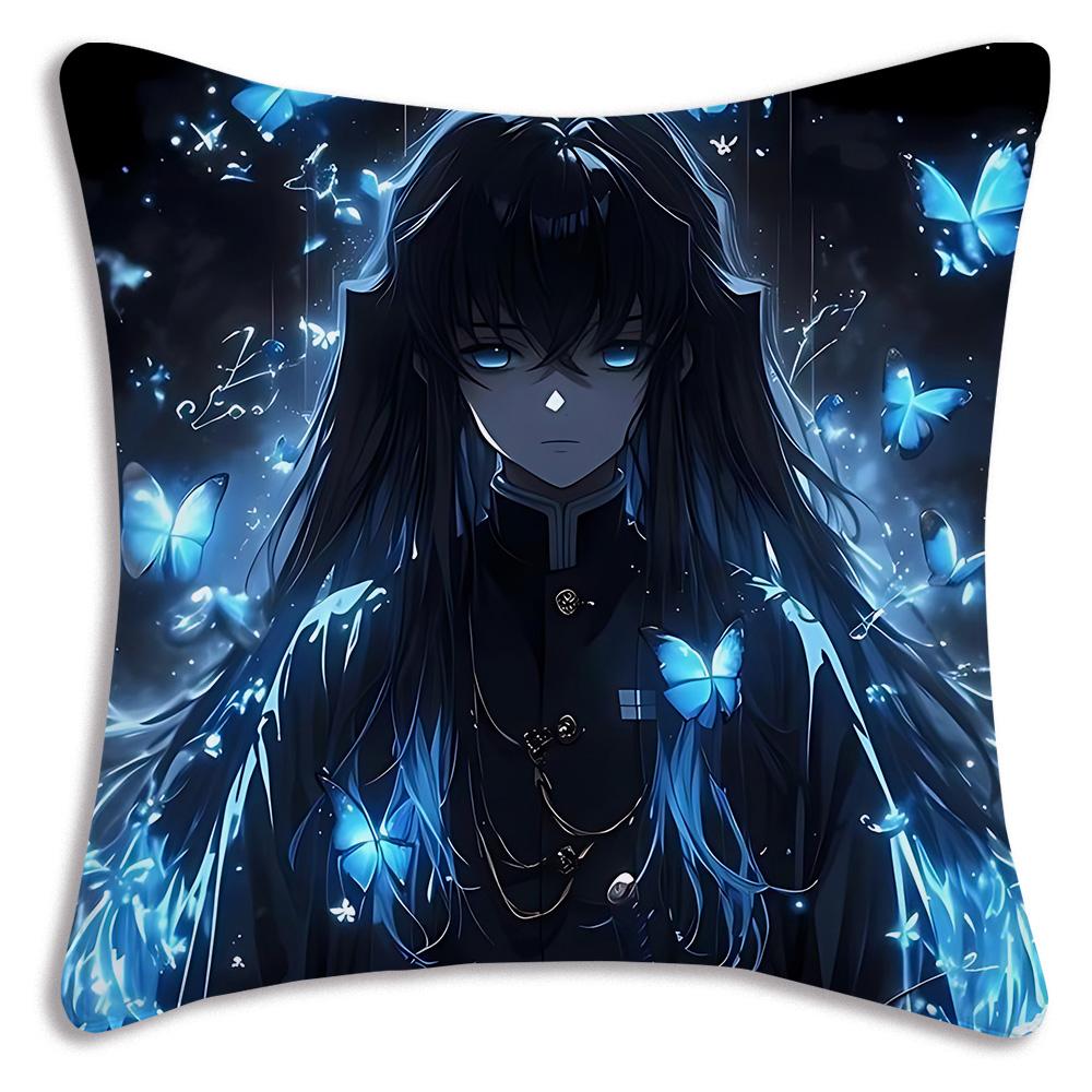 Muichiro Tokito Anime Pillow Covers Cartoon Sofa Decorative Home Doublesided Printing Short Plush Cute Cushion Cover