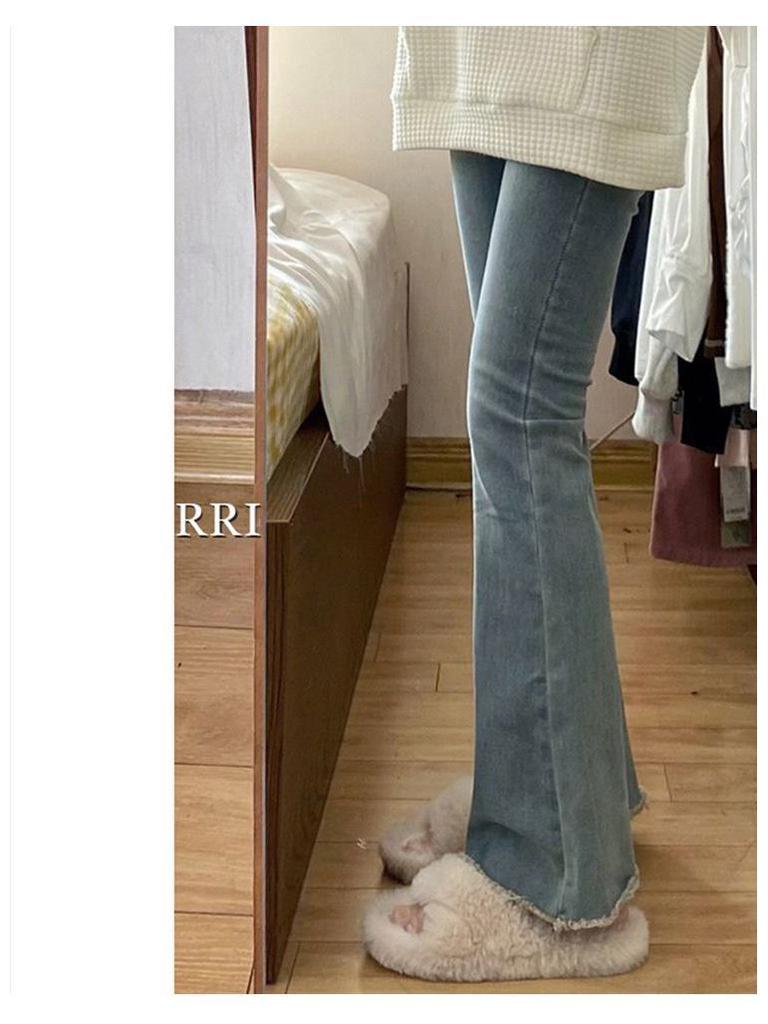 Women's Black High-Waisted Micro-Flare Stretch Jeans 2026 - Spring Slimming Floor-Length Bell Bottoms