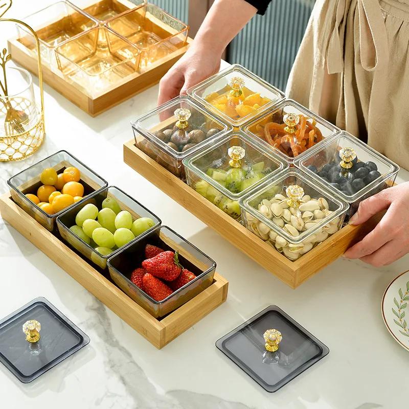 Nordic Fruit Dessert Snacks Bowl Salad Food Nuts Storage Tray With Lid Glasses Dishes Serving Bowl For Party Cake Holder Set