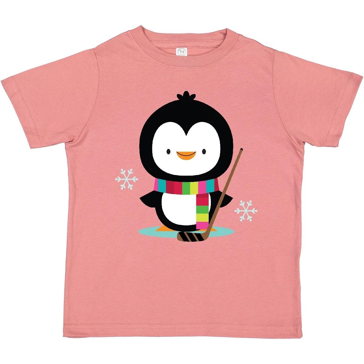 Inktastic Hockey Christmas Penguin Toddler T-Shirt Ice Kids Cute Sports Player 110