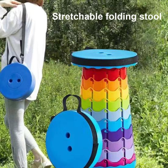 Folding Stool with Carrying Handle Height Adjustable Retractable Stool Heavy Duty Outdoor Camping Picnic Fishing Collapsible Telescoping Chair