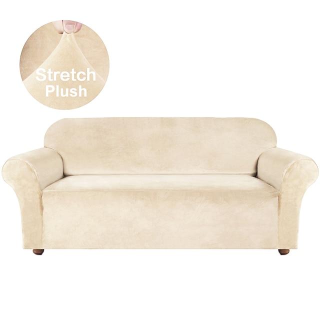 

Чехол для дивана, однотонный чехол из эластичной ткани, защитный чехол для мебели для домашнего декора 3 Seater бежевый