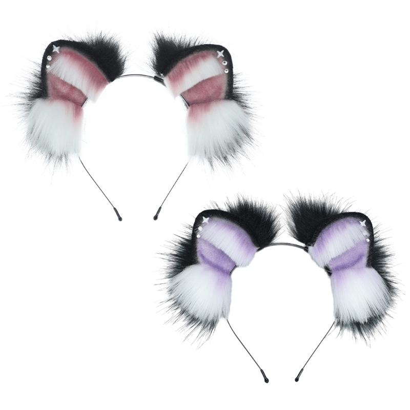 Soft and Comfortable Artificial Animal Ear Headbands Hairpiece for Women Halloween Cosplay Costume Accessory