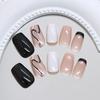 Simple Black and White Irregular Lines French Style Daily Commuting Fake Nails Removable Wearable Nails 24 Pieces