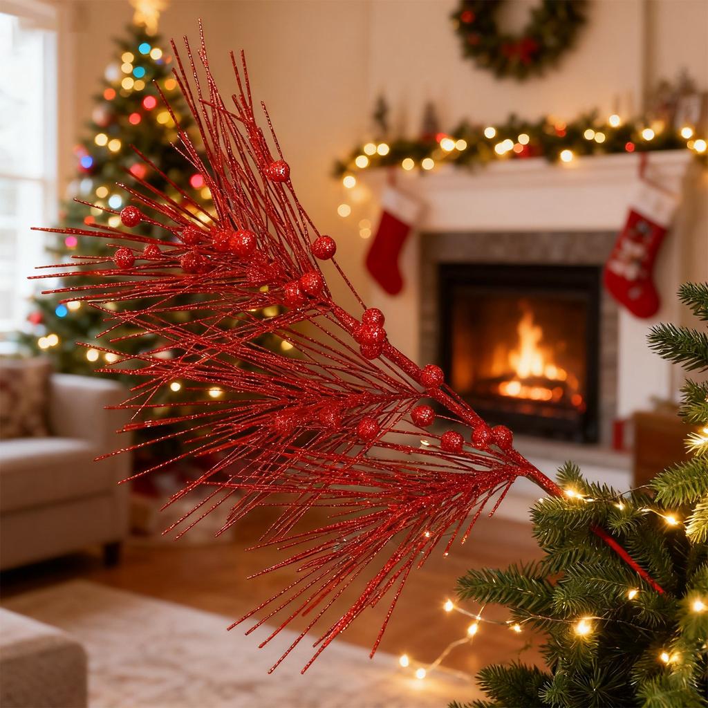 Large Christmas Tree Cuttings, Christmas Wreath Decorations, Christmas Tree Ornaments, Artificial Glitter Cuttings.