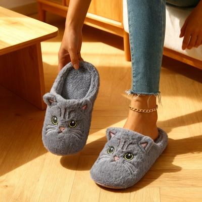 Pantofole da donna autunnali e invernali da gatto carine da interno con suola morbida