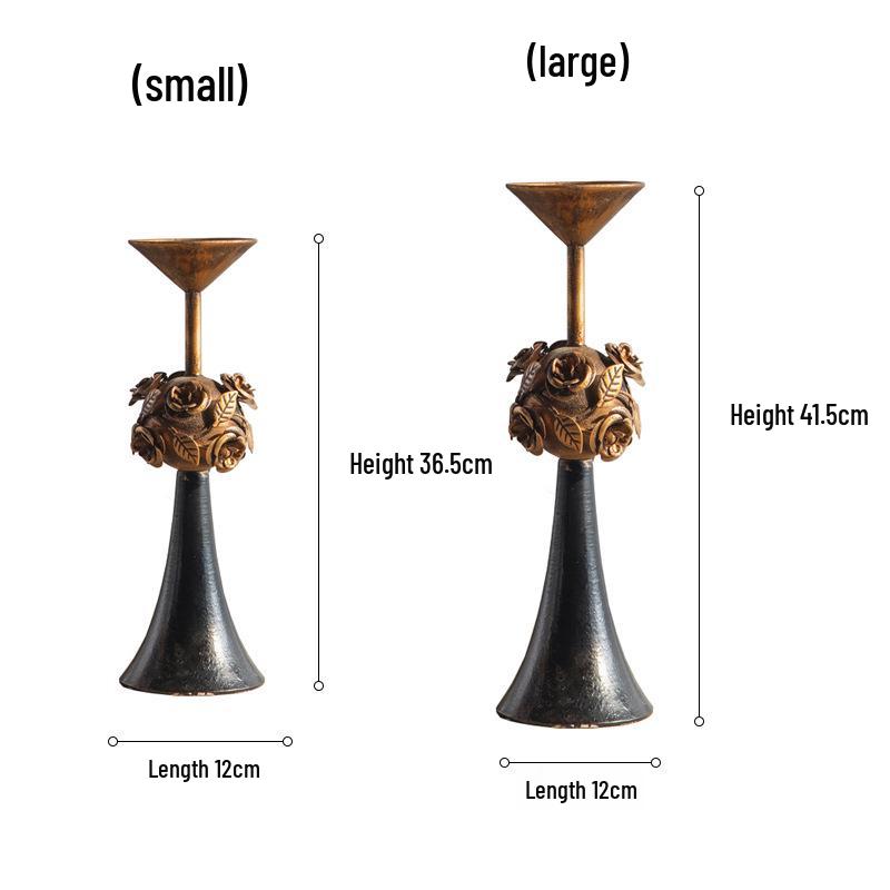 Vintage Iron Art Candlestick: European Retro Nostalgic Ornament for Dining Table or Living Room Decor.