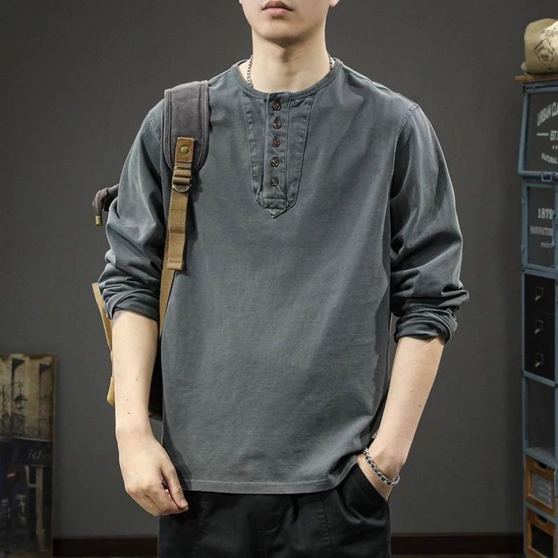 2025 Men Korean Fashion O Neck Tshirts Man Loose Long Sleeve Casual Top Male Streetwear Vintage T-Shirts Couple Sweatshirt