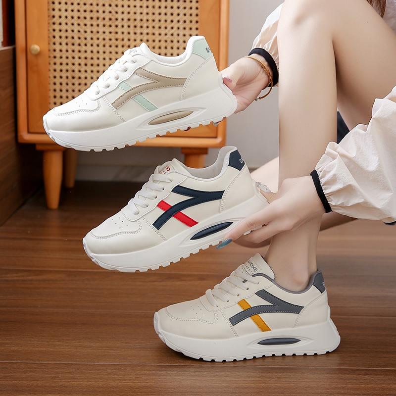 Dad, little white shoes, spring and autumn leather surface board shoes, thick soles increase height, casual sports women's shoes, versatile soft soles
