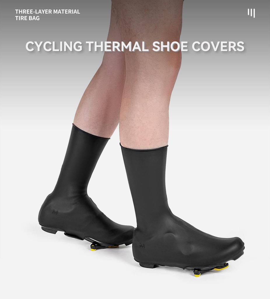 Non-Slip Windproof Waterproof Cycling Shoe Covers - Warm, Low Wind Resistance, Long Tube Silicone Design