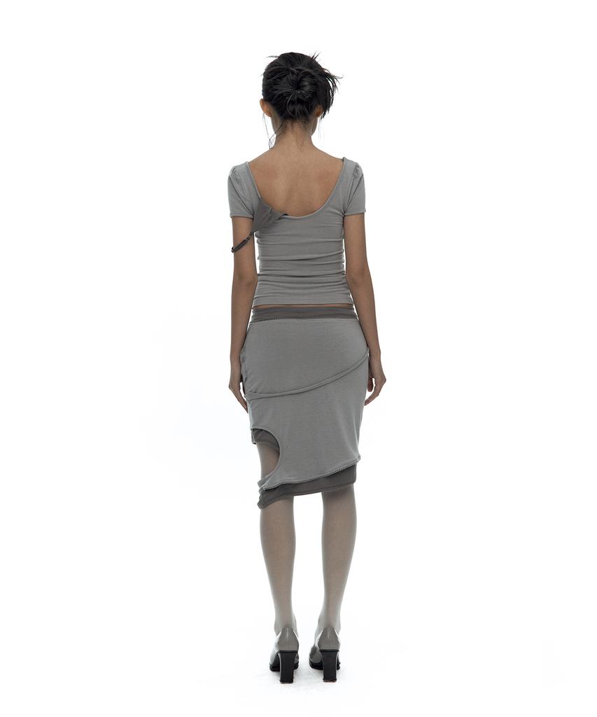 Kasiko Peek-A-Boo Strap Skirt Warm Gray