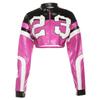 Fashion Motorcycle Contrast Color Embroidery Stitching Slim Imitation Leather Jacket Jacket