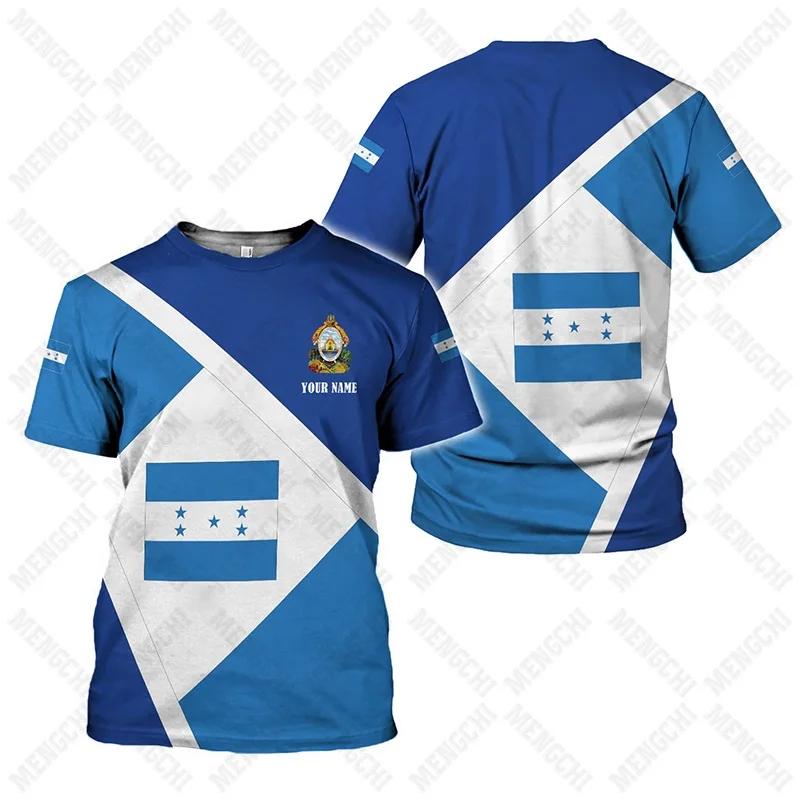 Honduras Vlajka Grafika Unisex Trička Letní Ležérní Streetwear Pánská Móda Dres Chlapec Nadrozměrná Trička Krátký Rukáv Sportovní Oblečení