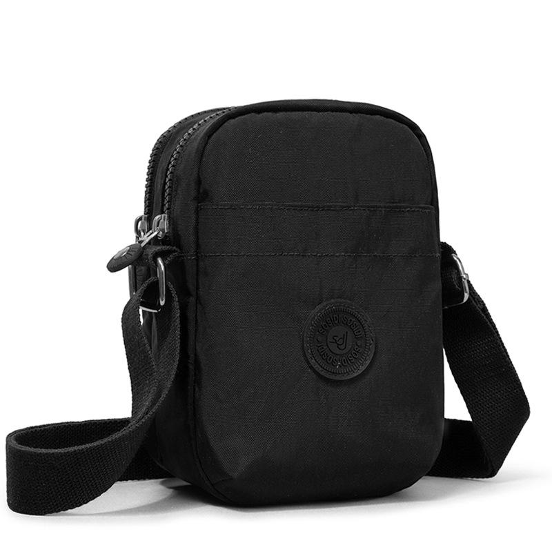 Compact Nylon Crossbody Bag with Double Zipper Closure Adjustable Strap Small Casual Purse for Daily Travel