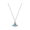 Vivienne Westwood Ariella Anhänger Halskette Platin Aquamarin Zirkonia Hellblau Saphir Schwarz