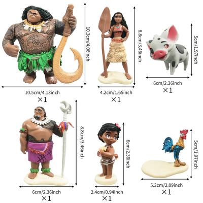 6PCS Moana Princess Cake Toppers, Moana Themed Party Supplies, Cake Toppers for Kids Girls Fans Birthday Baby Shower Decoration