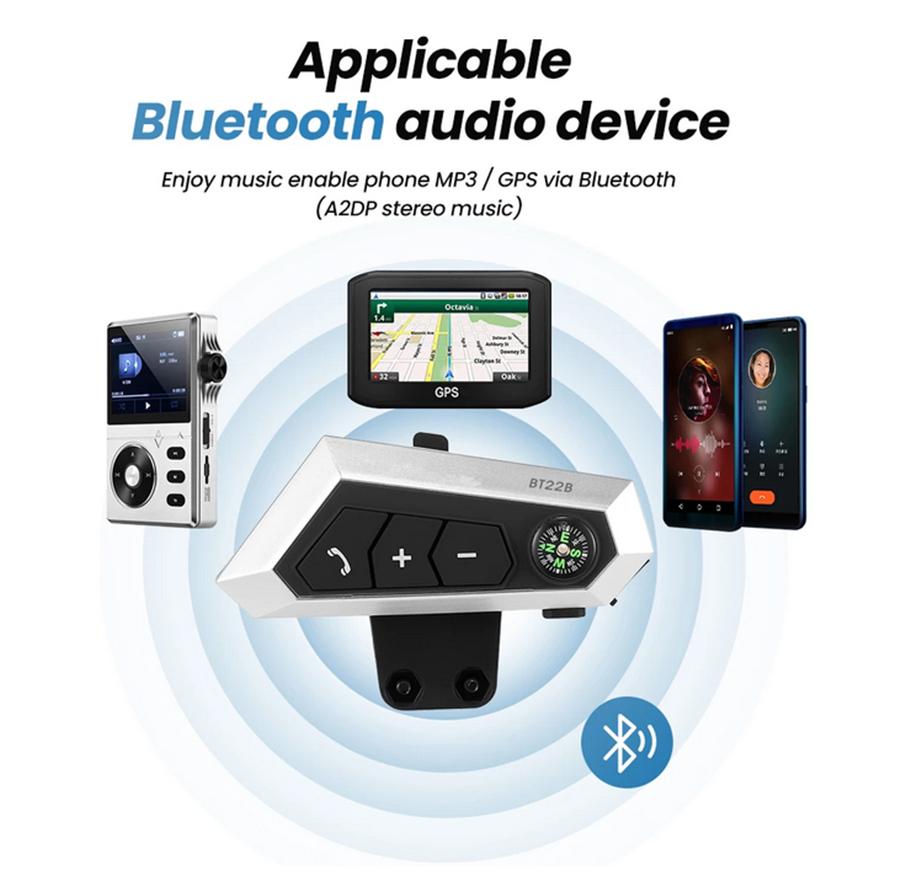 Motorcycle Helmet Headset Bluetooth Receiver Wireless Free-Hands Call Headphones