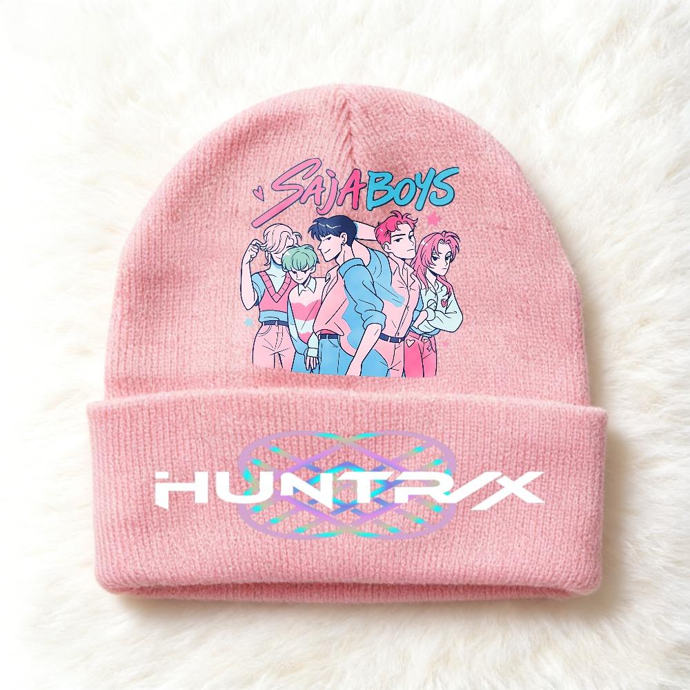 Berretto lavorato a maglia per bambini con stampa Anime Kpop Demon Hunters, Filato di lana, Stagione autunnale, Stagione fredda, Cappello alla moda per bambini, Copricapo, Abbigliamento