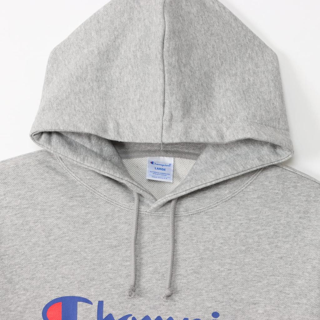 Parka Long Sleeve Fleece Script Logo Hooded Sweatshirt Oxford Gray M [Champion] C8-W130Z Men's