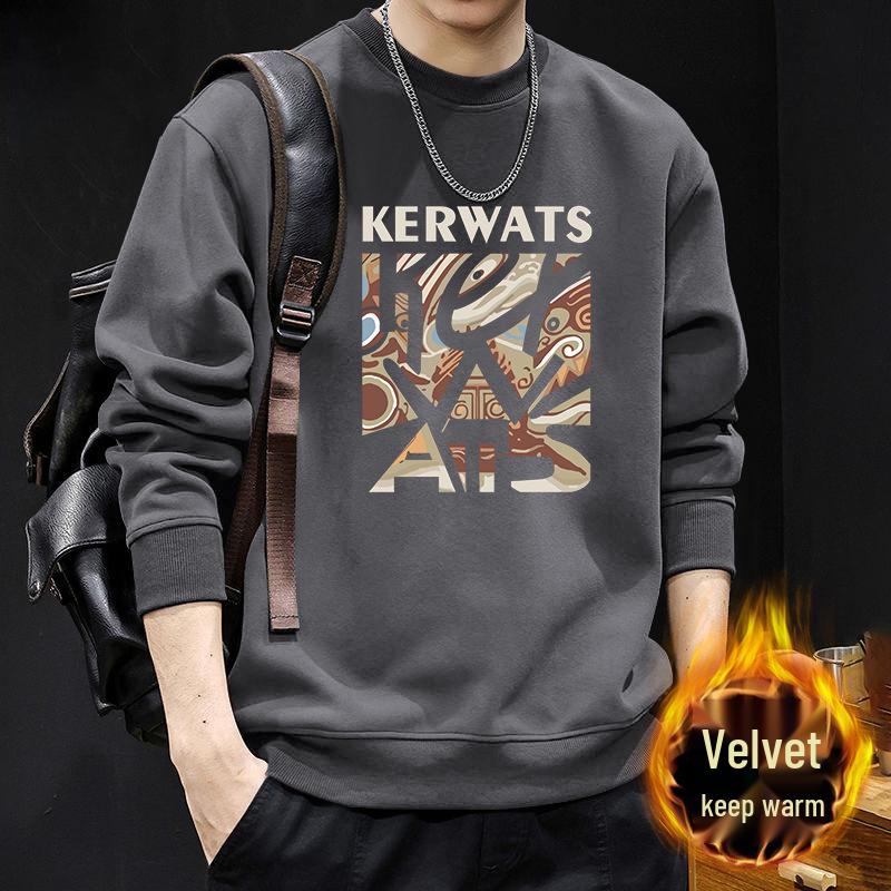 Men's American-Style Round Neck Sweatshirt, Loose Fit, Heavyweight Long Sleeve for Spring and Autumn, Trendy High-Quality Jacket