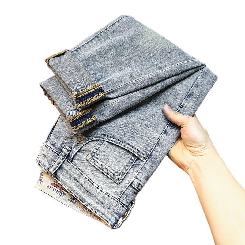 

Весенние Простые и Универсальные Эластичные Джинсы Светло-голубые Мужские 38