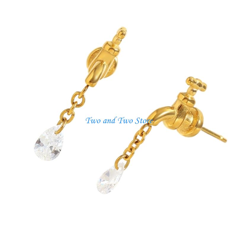 HX6F Faucet Studs Earrings Fashion Ears Pin Ear Studs Statement Earring Creative Ears Jewelry for Fashion Individuals CN