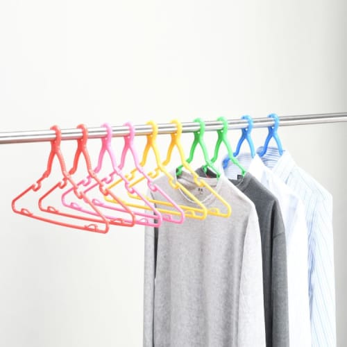 Kawabata Takisaburo Shoten Colorful Clothes Hangers, Laundry Hangers, Clothes Drying Rope Hangers, Grip Type, Laundry Supplies, 5 Colors, Set of 10 (W