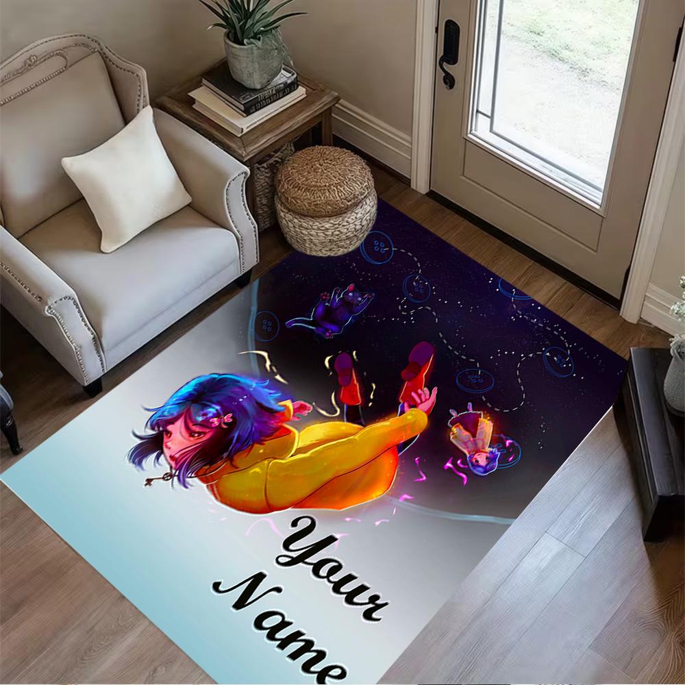 Starry Night Dreamscape Personalized Text Carpet Suitable for Balcony Foyer Hallway Playrooms Anti-slip Rug Anime Office Decor Gift for Festivals