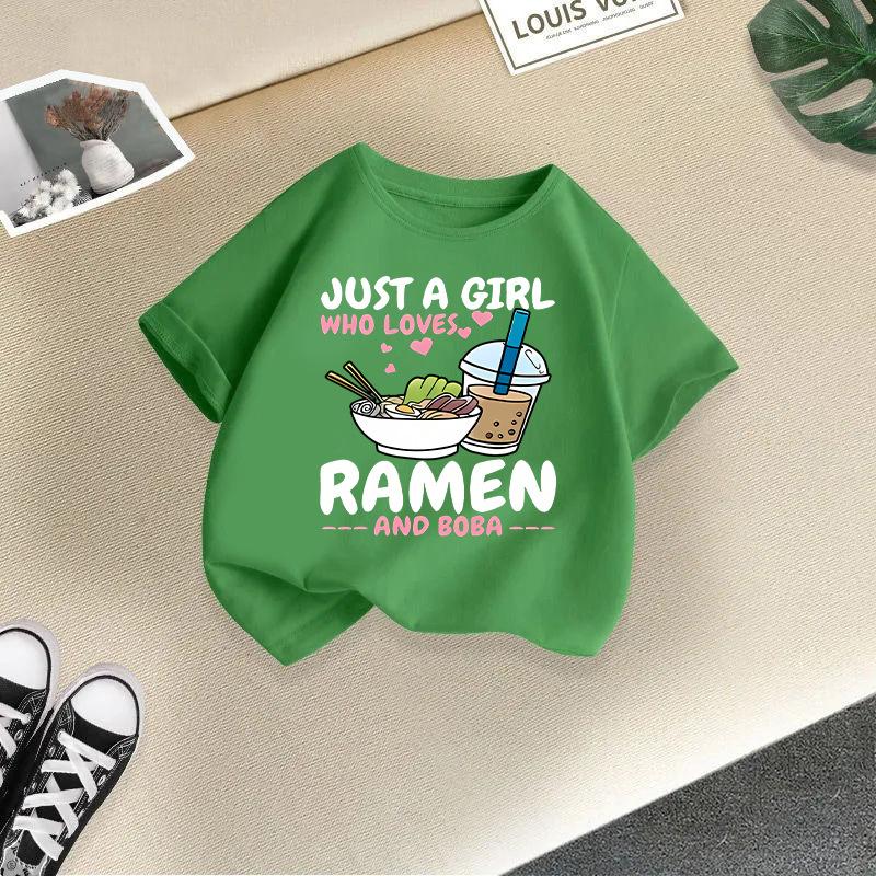 Girls' Fashionable Short-sleeved T-shirt For Summer, Children's Casual Loose Top