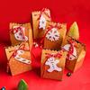 1 Pcs Kraft Paper Bag With Ribbon And Card Tag Packaging Gift Box Wrapping Christmas Party Supplies