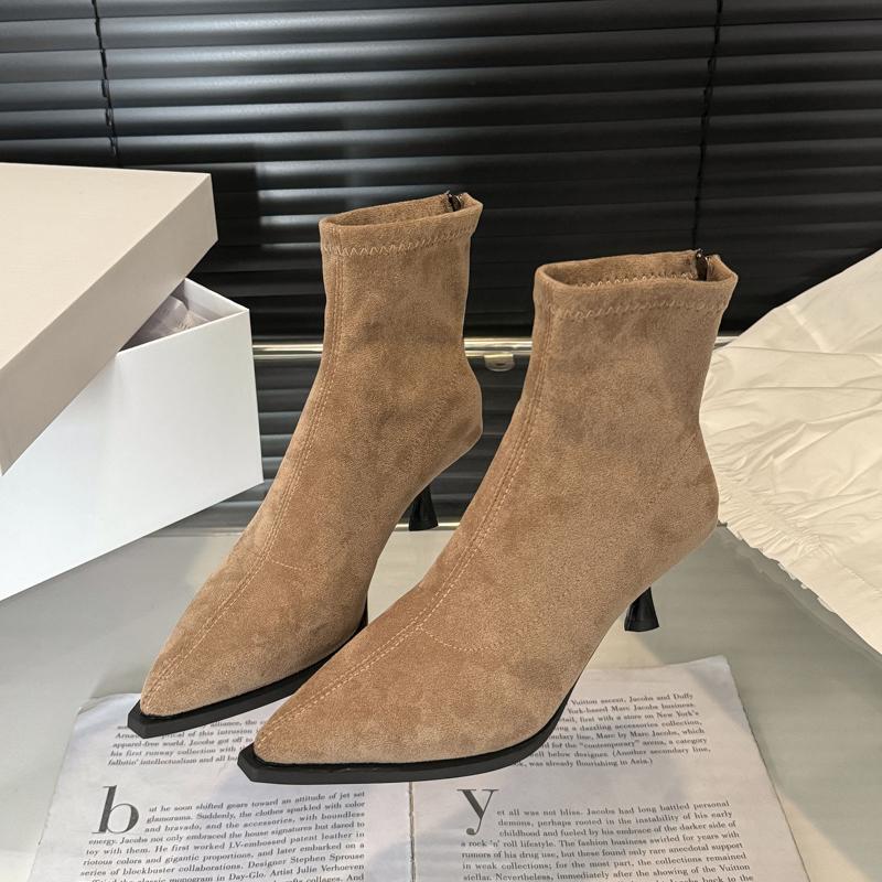 Fashion Pointed Toe Elastic Slim Ankle Boots For Women High Heels Autumn Winter Shoes Ladies Botas Mujes