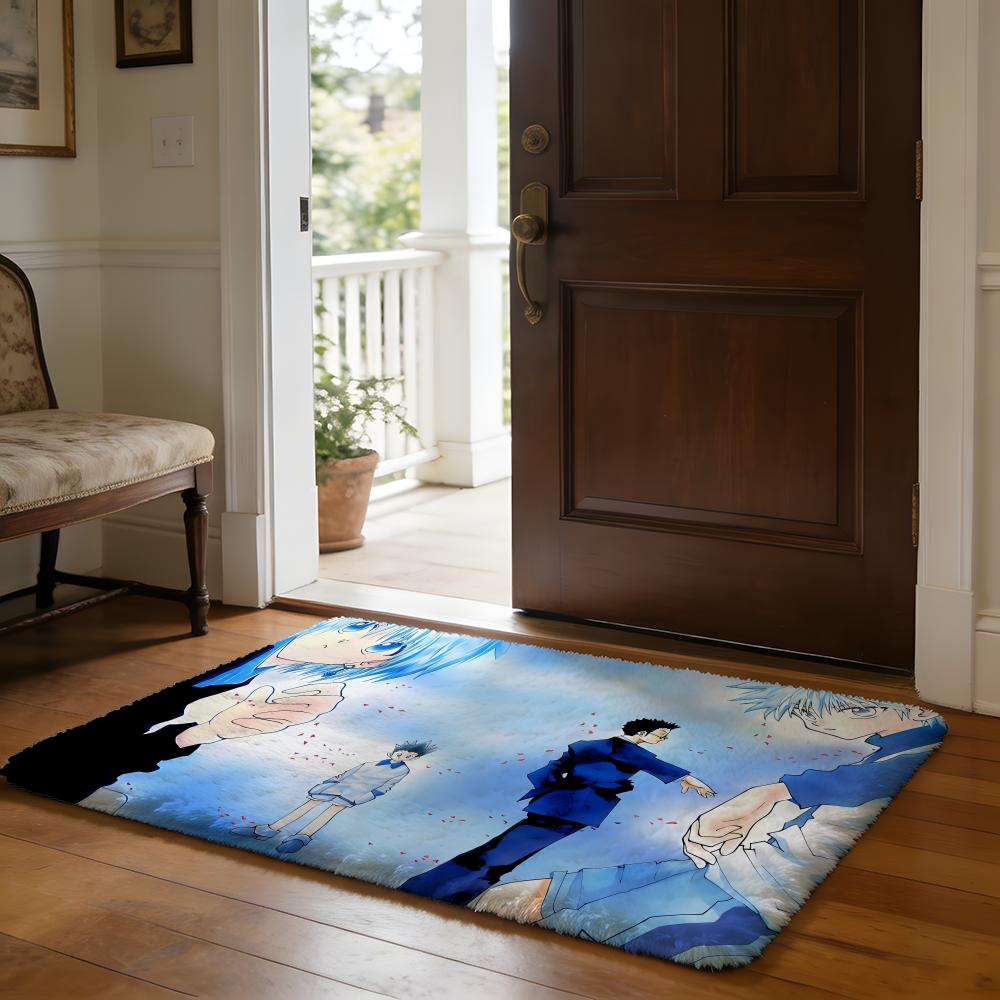 Floor Mat Soft Flannel Rug Non-Slip Absorbent Mat for Bathroom Bedroom Home Decor P-P-Peaceminusones Design Anime