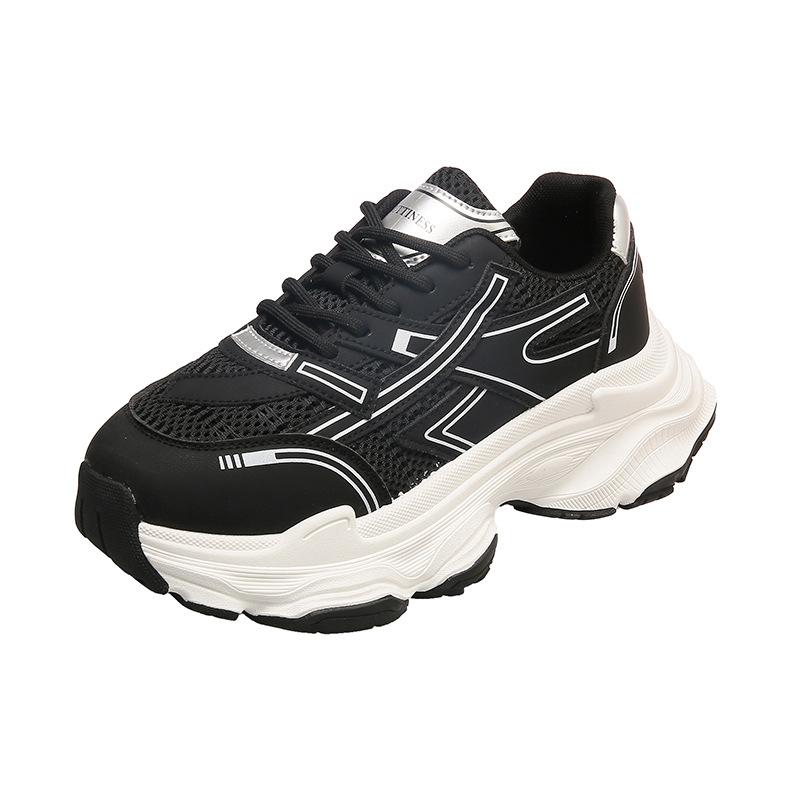 

Dad Shoes Girl 2025 Spring and Summer New Mesh Shoes Breathable Mesh Platform White Shoes Casual Running Sneakers Tide 40 чорний