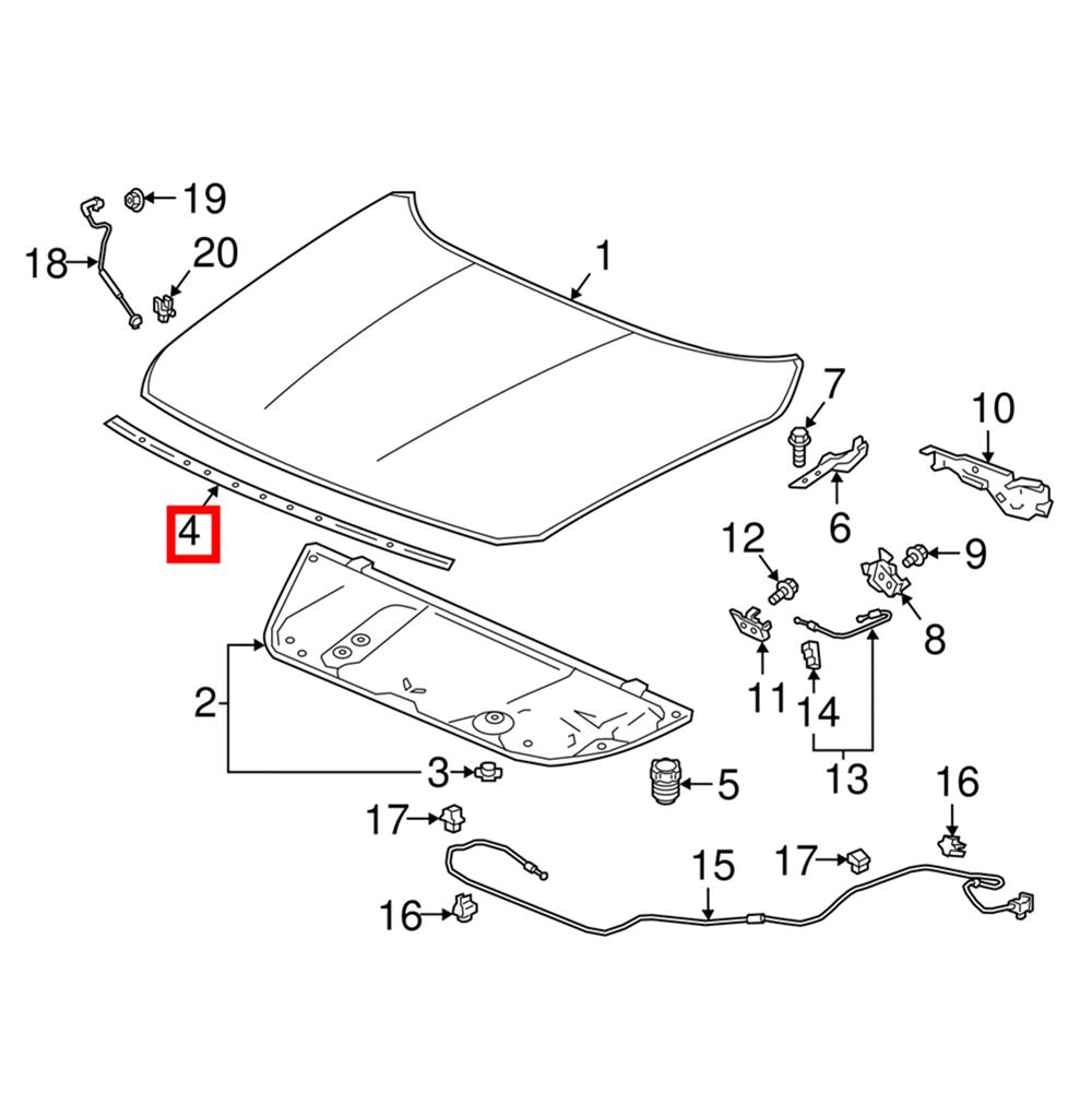 Ny Gummi List for Panserforsegling For Honda Accord 2018-2022 Erstatning 74142TVAA11