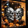 Sunproof Decorative Glass Stickers Halloween Skull Static Window Sticker Realistic Skeleton Decal Waterproof PVC Clings Retro Art Mural for