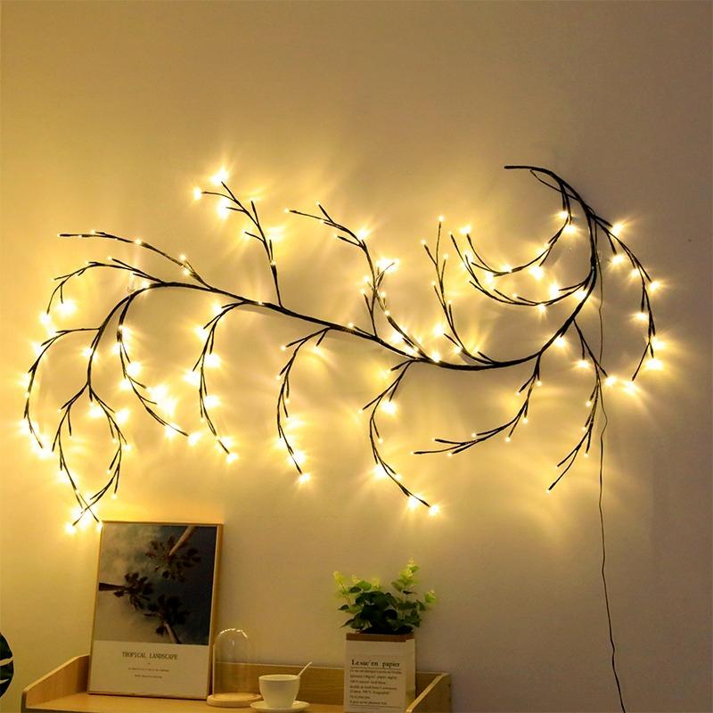 Christmas Decorations 2024 Artificial Plants Flowers Tree Willow Rattan Lights 144 LED Wall Bedroom Living Room Home Decor