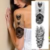 3pcs Temporary Tattoo Spider Waterproof Long-lasting Body Stickers Skull Scorpion Black And Grey Realism For Women Arms Men