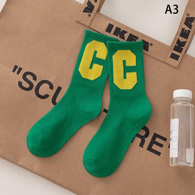 

Sale Autumn Winter Korean Colorful Big C Letter Sports Crew Socks Cotton зелёный