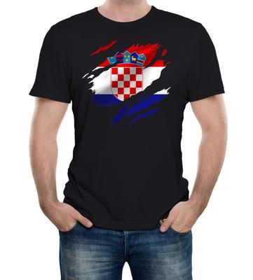 Trasig Kroatien Flagga Herr T-shirt Kroatisk Dubrovnik Zagreb Land Fotbolls-VM