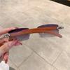 Rimless Sunglasses For Men Women Wooden Pattern Luxury Brand Retro Sun Glasses Fashion Shades UV400 Travel Outdoor Eyewear