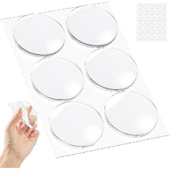 12 Pieces Door Stoppers for Wall, 2'' Clear Door Knob Wall Protector, Stops with Cabinet, Washable & Reble Protectors, Self Adhesive (12 Pcs)
