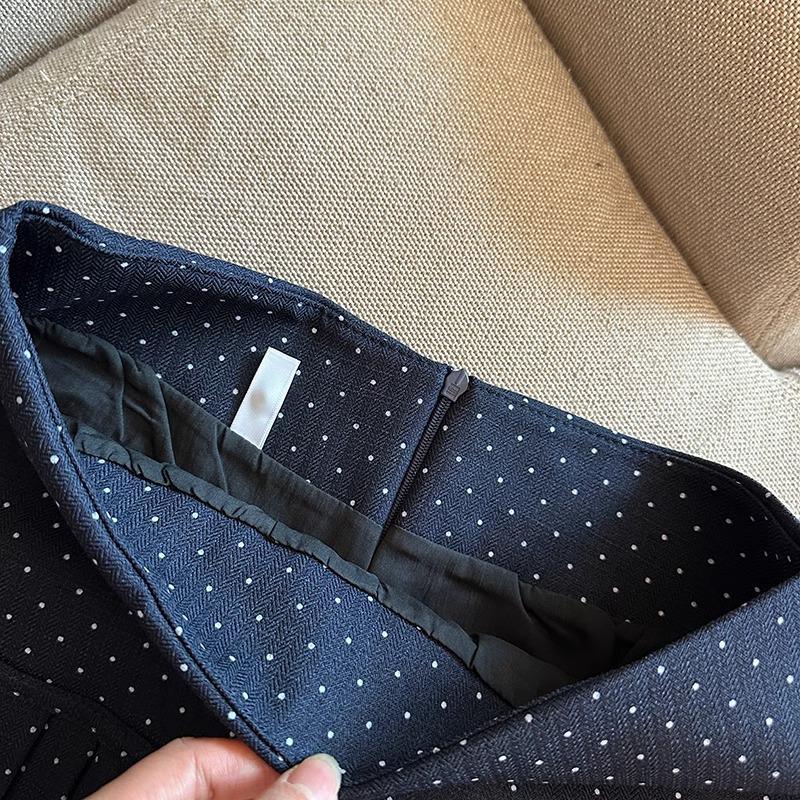 Women's Polka Dot A-Line Pleated Skirt with Bow Tie - Petite Christmas Red