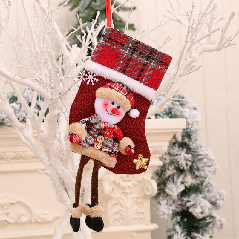 Christmas Decorations: 3D Burlap Stockings with Dolls, Plush Toys, and Gift Bags.