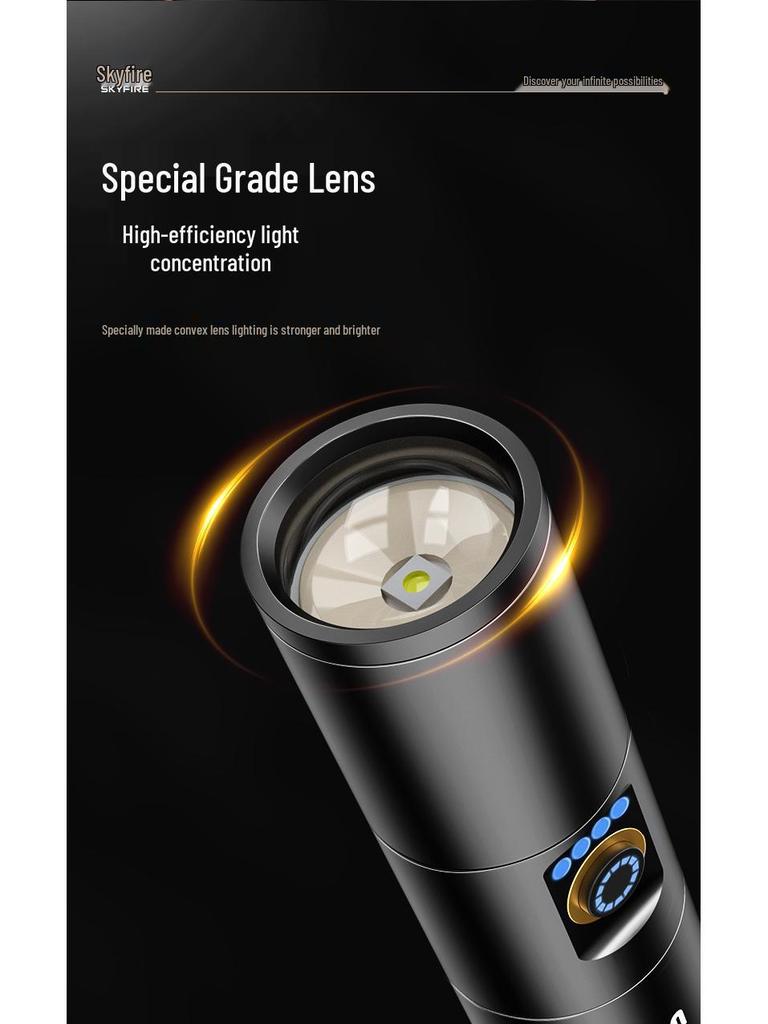 Rechargeable Tactical Flashlight - Super Bright Long-Range Spotlight with Extended Battery Life, Portable for Outdoor and Home Use.