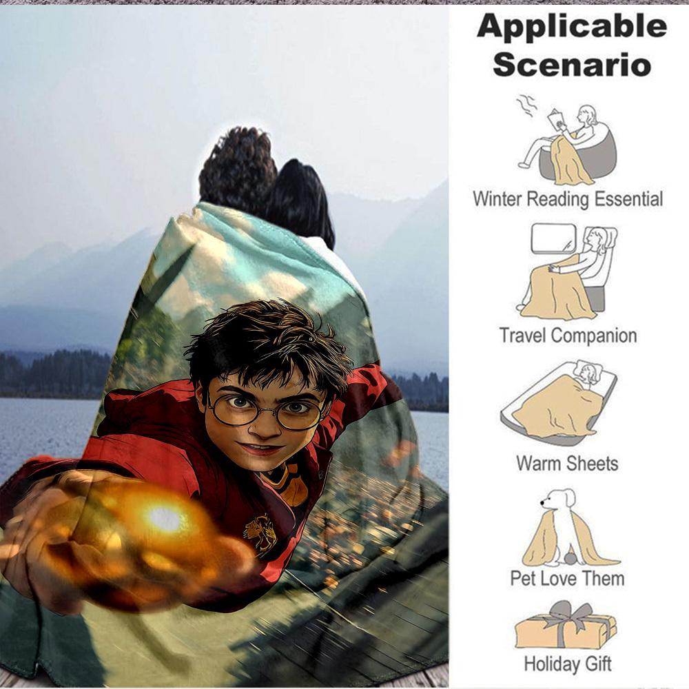 1pc Harry Potter Flannel Blanket, Soft Skin Friendly with Digital Printing, Various Sizes Available for Family, Friends, Birthday
