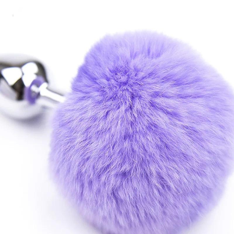 Anal Plug Rabbit Tail Role Play Stainless Steel Prostate Smooth Touch Metal Bunny Tail Sex Toys for Women Men Gay